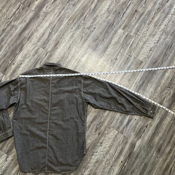 Benetton Made in Italy Gray Chambray Work Shirt XL - Picture 7 of 10